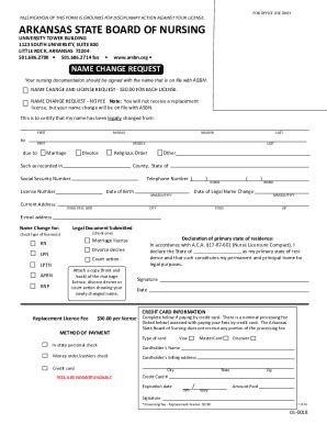 Fillable Online Arkansas Name Change Request Form Boards And