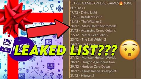 Epic Games Christmas Free Games List Leak PAMLYZ