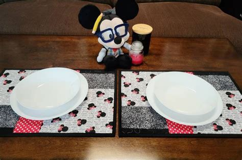 Disney Minnie Mouse Quilted Placemats Minnie Mouse Black Etsy