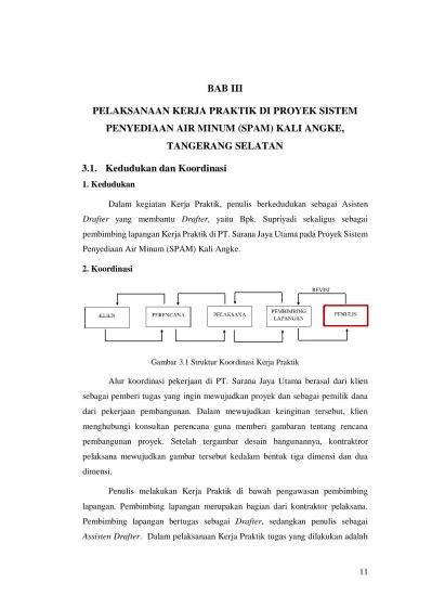 Bab Iii Pelaksanaan Kerja Praktik Di Proyek Sistem Penyediaan Air Minum