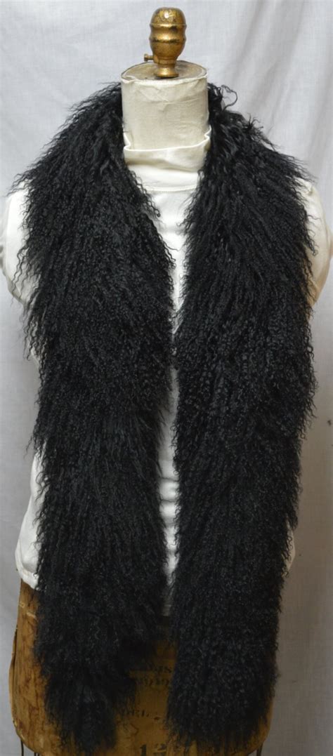 Black Mongolian Lamb Tibetan Fur Boa Tibet Scarf New Made In Etsy