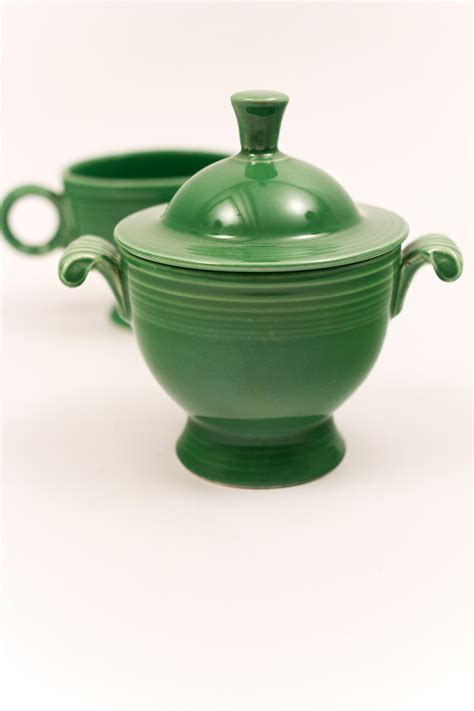 Vintage Fiesta Medium Green 50s Colors Sugar Bowl Fiestaware Pottery T Rare Hard To Find