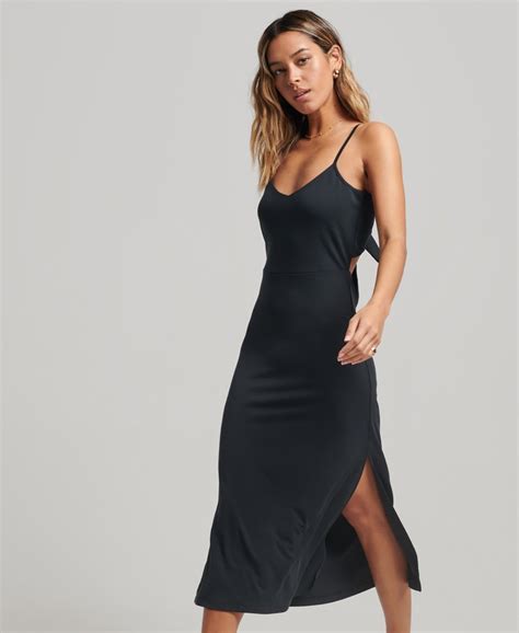 Womens Jersey Open Back Dress In Black Superdry Uk