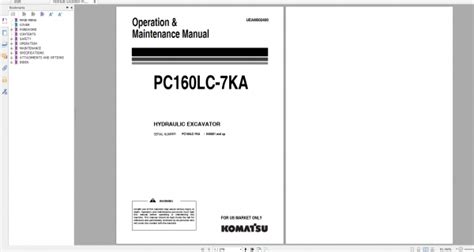 Komatsu Hydraulic Excavator Pc160lc 7ka Operation And Maintenance Manual Ueam002400