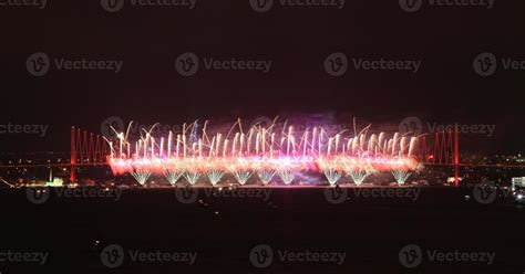 Fireworks from Bosphorus Bridge, Istanbul, Turkey 11150397 Stock Photo ...