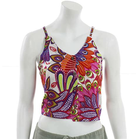 Tropical Print Strappy Crop Top Siesta Uk