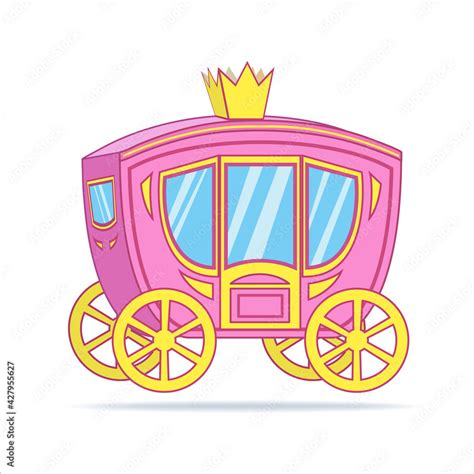 Cartoon carriage princess. Cute vector illustration pink royal carriage ...