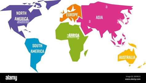 Carte Du Monde Simplifi E Divis E En Six Continents Am Rique Du Sud