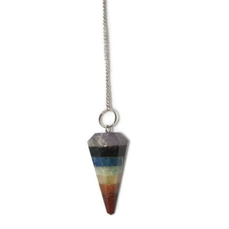 Handmade Seven Chakra 6 Faceted Pendulum Dowser Crystal For Reiki