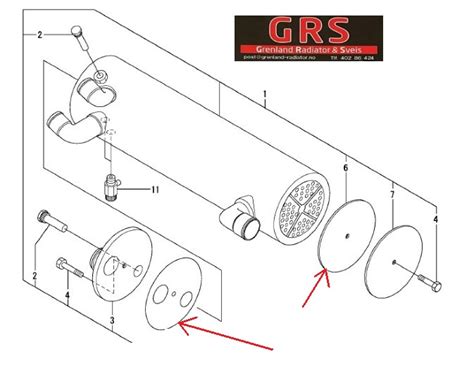 Yanmar 6LP A DTE P Varmeveksler Endelokk Pakning Grenland Radiator