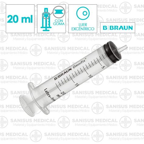 Jeringa Braun 20ml de 3 cuerpos Luer excéntrico Caja 100 Uds Sanisus