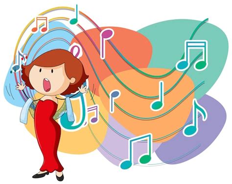 Free Vector Singer Woman Cartoon With Music Melody Symbols