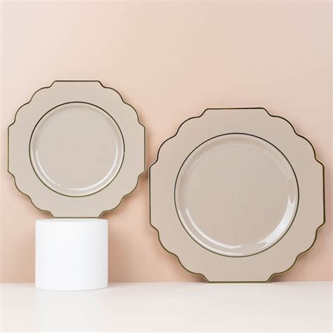 Efavormart 10 Pack 8 Taupe Hard Plastic Dessert Appetizer Plates