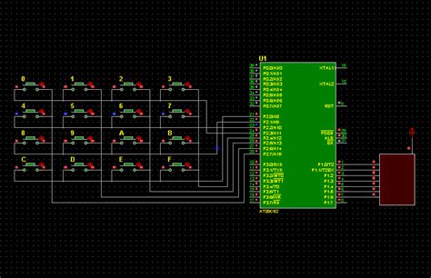 51单片机4x4矩阵键盘led显示 汇编程序电路图 单片机diy制作