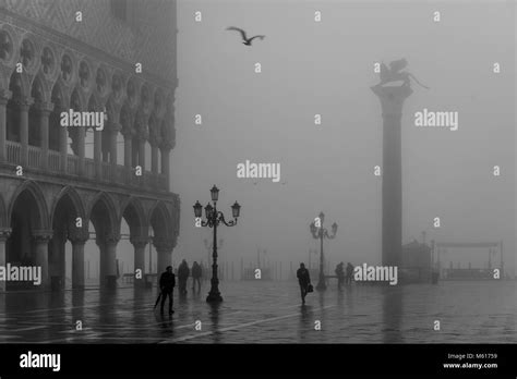 Saint Marks Square In Fog Venice Stock Photo Alamy