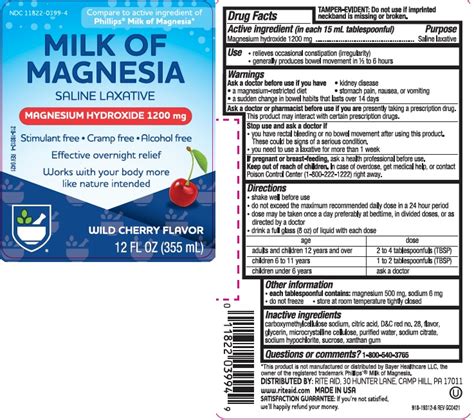 NDC 11822 0399 Milk Of Magnesia Cherry Liquid Oral Label Information