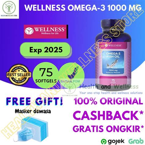 Jual WELLNESS OMEGA 3 OMEGA 3 FISH OIL 1000 MG 75 SOFTGELS KAPSUL LUNAK