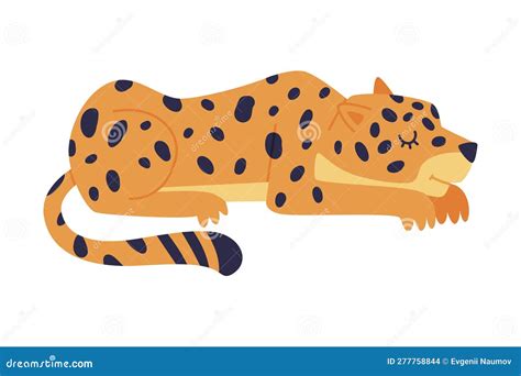 Cute Lying Tiger Growls Roar Childrens Vector Illustration In Cartoon