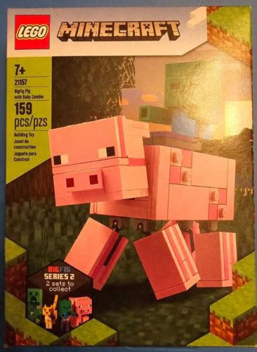 Lego Minecraft Bigfig Pig With Baby Zombie Verified Complete