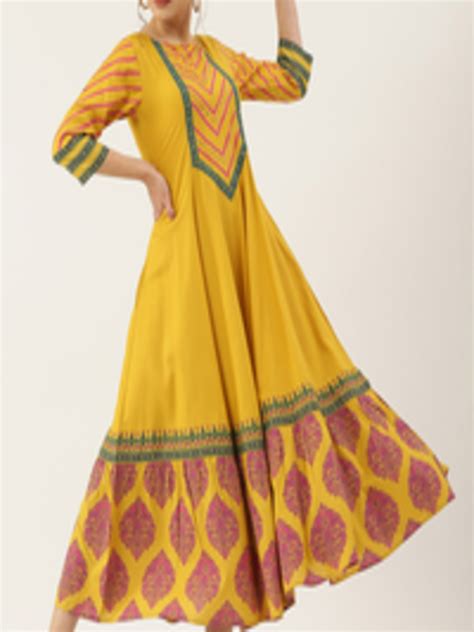 Buy Rustorange Yellow Ethnic Motifs Maxi Dress Dresses For Women