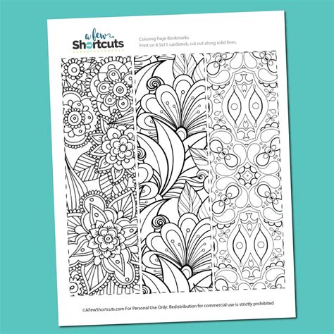 Free Printable Coloring Page Bookmarks - A Few Shortcuts