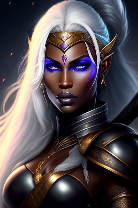 Lexica Drow Dark Elf Woman Warrior With White Hair