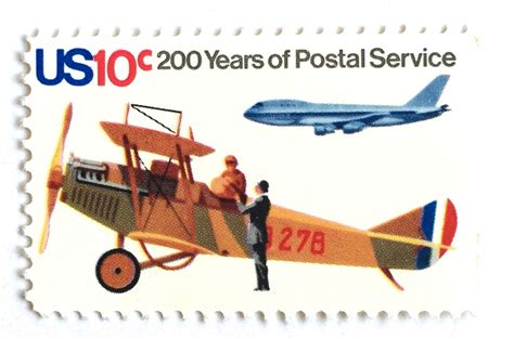 10 Unused Airplane Postage Stamps Vintage Us Postal Service Etsy