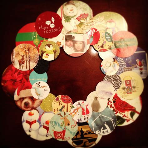 Recycled Old Christmas Cards To Make A Wreath Christmas Card