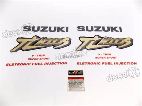 Kit Jogo Faixa Emblema Adesivo Suzuki Tl1000s 1997 Preta Parcelamento