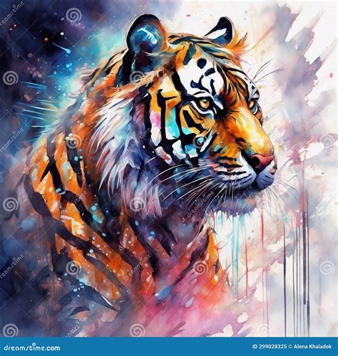 Watercolor Painting Of Tiger Stock Illustration Illustration Of