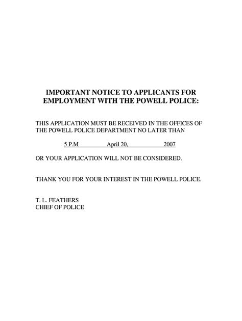 Fillable Online Important Notice To Applicants For Employment With