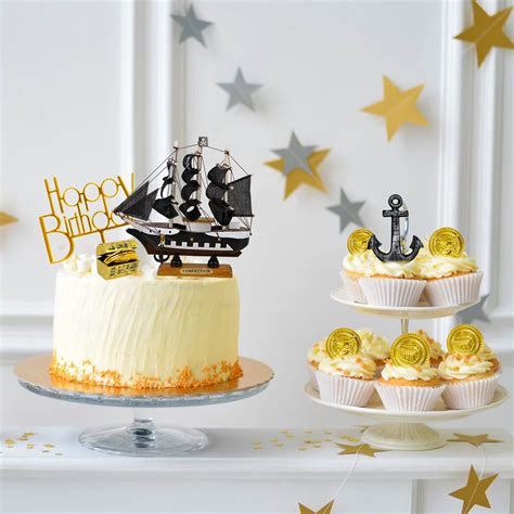 Pcs Pirate Theme Cake Topper Nautical Sail Ship Birthday Cake Topper