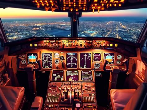 Premium Photo | Cockpit of modern aircraft in flight