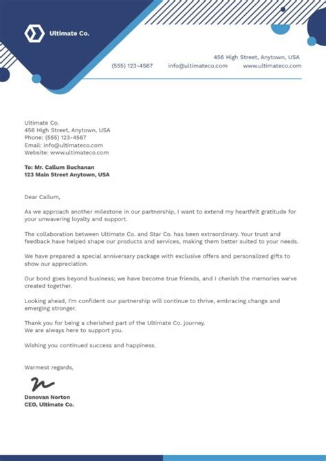 Thank You Business Letter Template