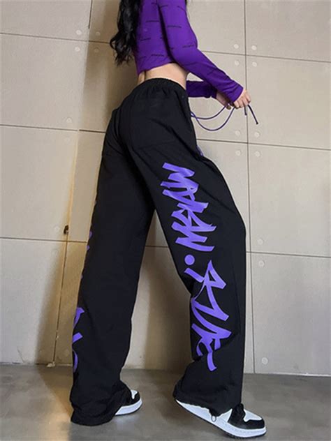 Qweek Y K Streetwear Black Jogging Sweatpants Women Harajuku Graffiti