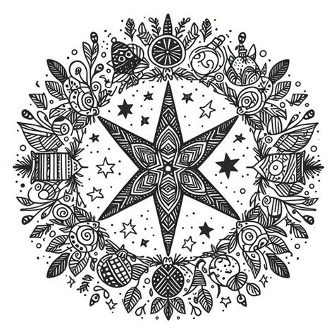 Coloriage Mandalas pour Noël Etoile de Noël 06