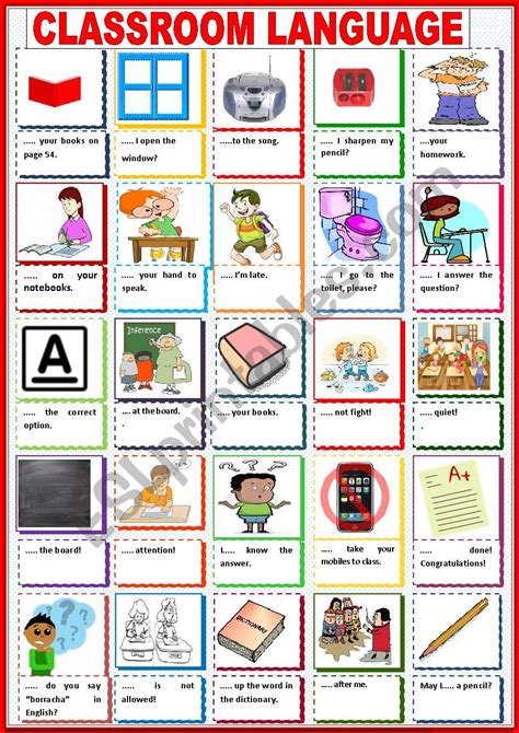 Classroom Language Esl Worksheet By Jfaraujo