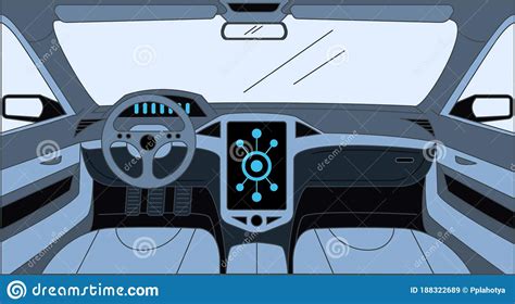 Design Inside The Car Vector Cartoon Outline Illustration. Driver View ...