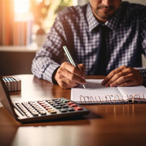 Premium Photo Businessman Working On The Table Using A Calculator To