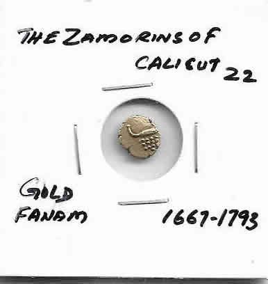 The Zamorins of calicut – 1667 – 1793 gold fanam coin Z2 - KB Coins ...