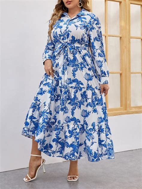 Para saber mais sobre o SHEIN VCAY Mais Vestido camisa Impressão Floral