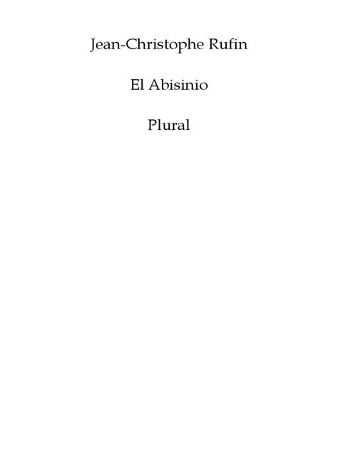 Rufin Jean Christophe El Abisinio Novela Historica Pdf Pdf