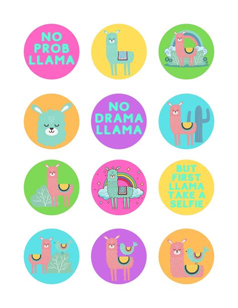 Llama Cupcake Toppers Llama Birthday Llama Cupcake Toppers Set Of