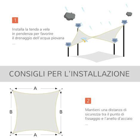 Tenda A Vela Ombreggiante Rettangolare 3x4m In Poliestere Bianco Crema