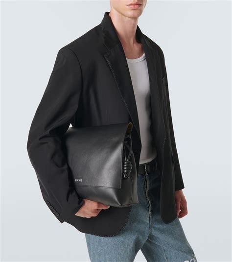 Flamenco Leather Messenger Bag In Black Loewe Mytheresa