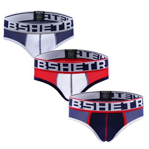 3 Pcs Lot Bshetr Brand Sexy Mesh Briefs Men Underwear Slip Breathable