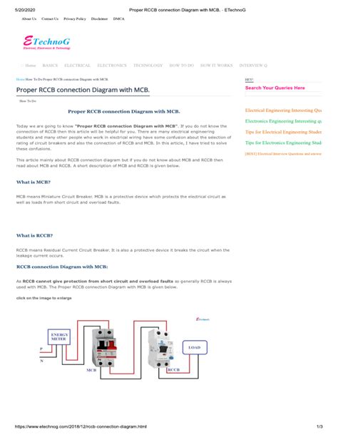 Mcb And Rccb Connection Diagram Rccb Connection With Inverte