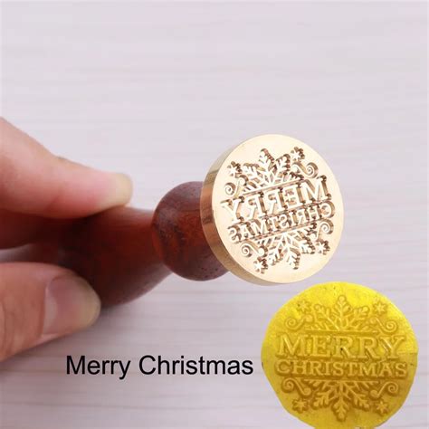 Hot Sale Merry Christmas Pattern Wood Metal Classic Wax Seal Stamp For