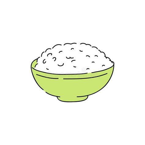 Arroz Blanco Cocinado En Cuenco Verde Ilustraci N Del Vector