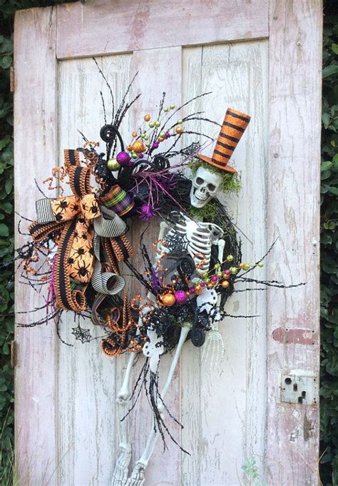 Skeleton Halloween Wreath Halloween Wreath Skeleton Wreath | Etsy ...